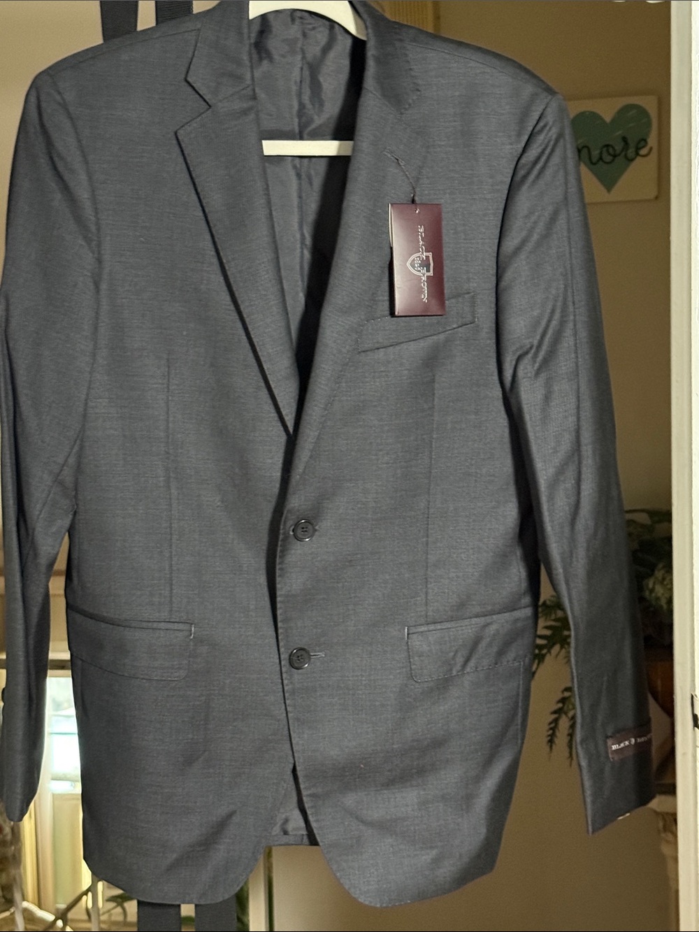 Black Brown 1826 Dark Gray Two-Button Suit Blazer